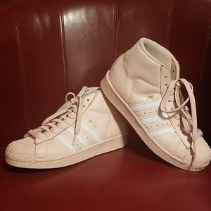 Pink leather Hightop Adidas sneakers
